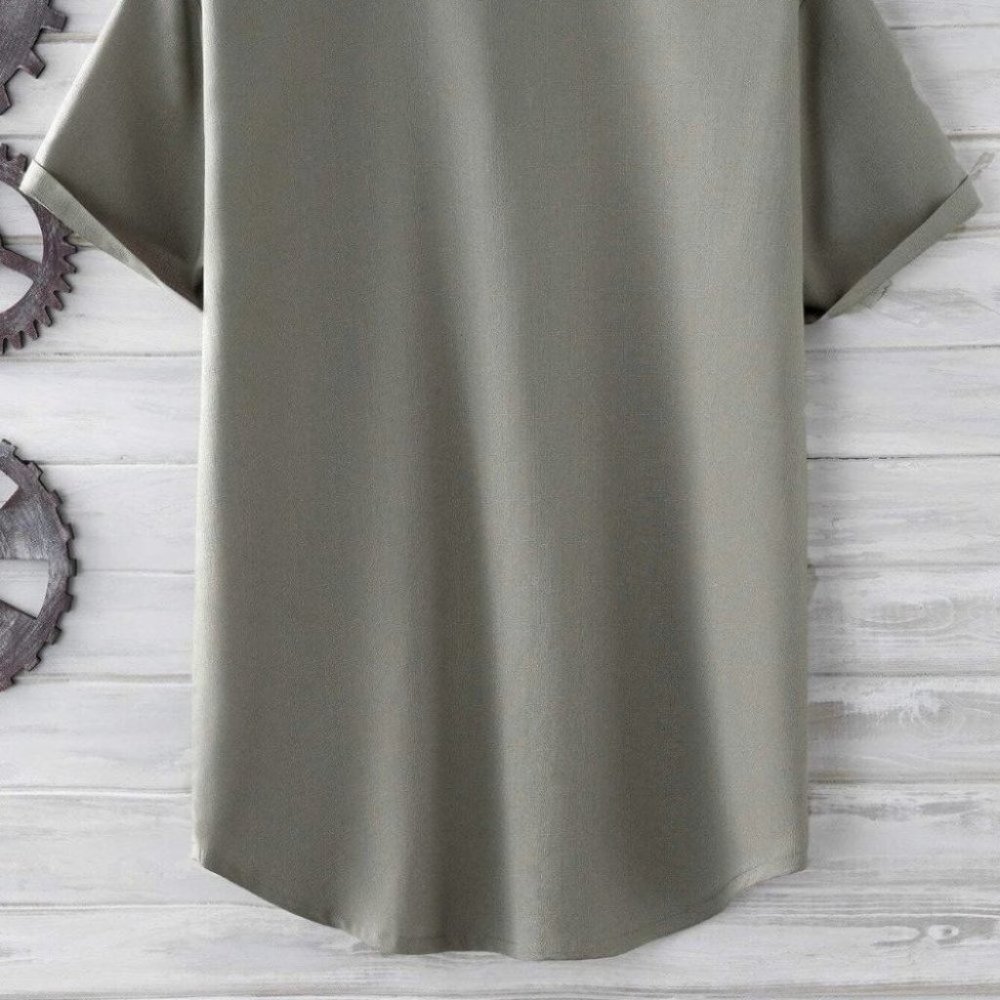 Grey Basic Men's Button Up Shirt - Picture 4 of 6